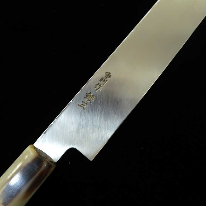 MIURA Obidama Ginsan Nº 3 Yanagiba Corte Espelhado Cabo Octogonal de Chifre Branco para Canhotos (270/300/330mm)