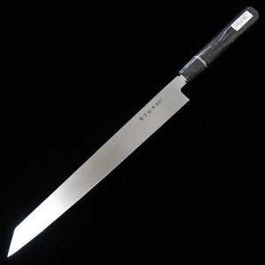 zzz 酔心 SUISIN 富樫憲治作 白紙二号 水本焼 剣型柳刃 平鏡面仕上げ 黒檀銀線八角柄 (300mm)
