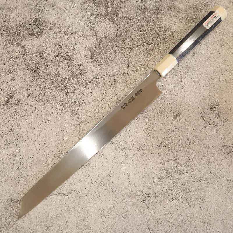 Kiritsuke Yanagiba SUISIN Tanryu com Saya laqueada, Cabo em ébano, forjada por Kenji Togashi (270/300mm)