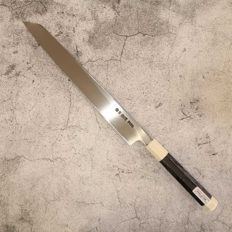 Kiritsuke Yanagiba SUISIN Tanryu com Saya laqueada, Cabo em ébano, forjada por Kenji Togashi (270/300mm)