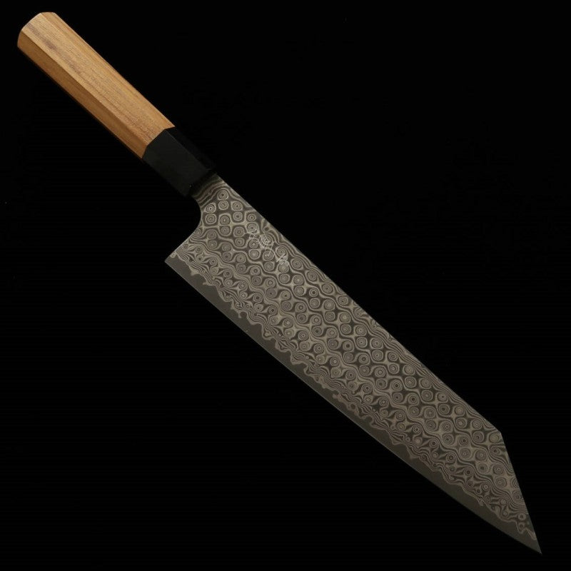 二唐刃物鍛造所NIGARA 暗紋 切付牛刀 SG2 チーク八角柄 (210/240mm)