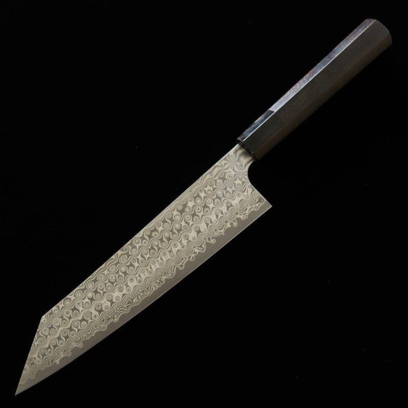 Kiritsuki Gyuto NIGARA SG2 com padrão escuro e cabo octogonal de ébano (210-270mm)