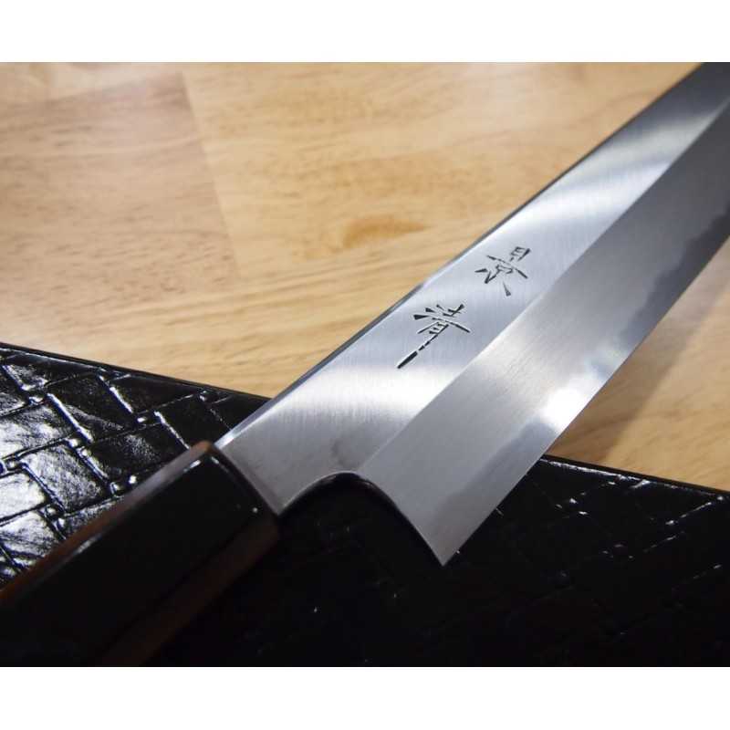 KAGEKIYO 景清 Cuchillo japonés Kiritsuke Aogami No.1, mango laca negro brillante (210/240 mm)