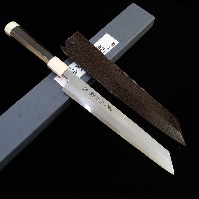 Kiritsuke SUISIN by Kenji Togashi Hakutan-ryu Shirogami No. 1 Lacquered sheath Ebony handle (270mm)