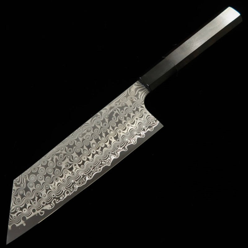 NIGARA Nakiri SG2 Anmon Damascus Buffalo Ebony Octagonal Handle (180mm) 