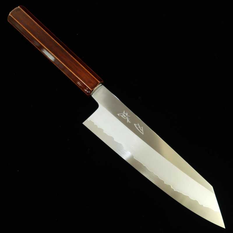 Santoku Kiritsuke HADO Ginsan, mango octogonal de cerezo lacado (180mm)