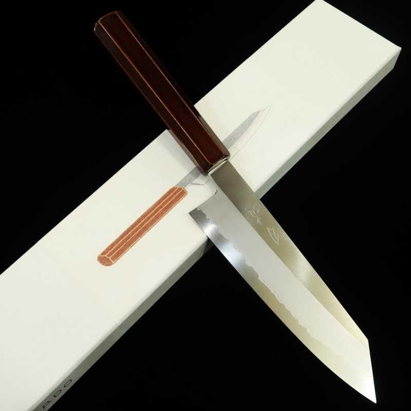 Santoku Kiritsuke HADO Ginsan, mango octogonal de cerezo lacado (180mm)