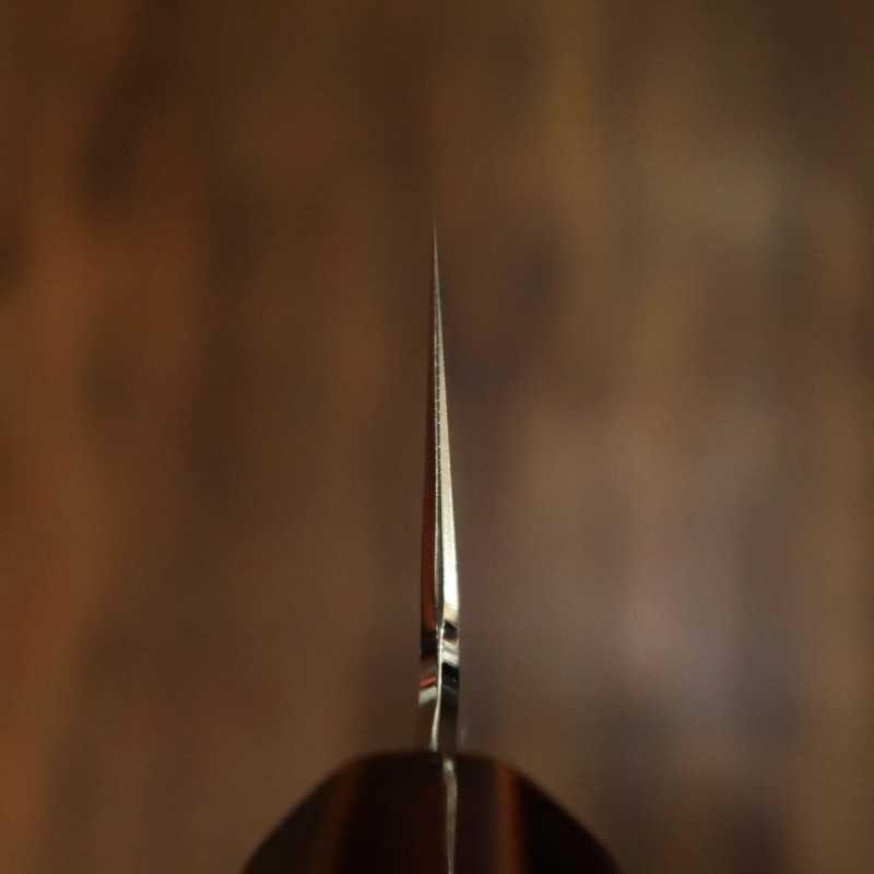 刃道HADO 切付三徳 銀紙三号 ダマスカス 木地呂塗り桜八角柄 （180mm）