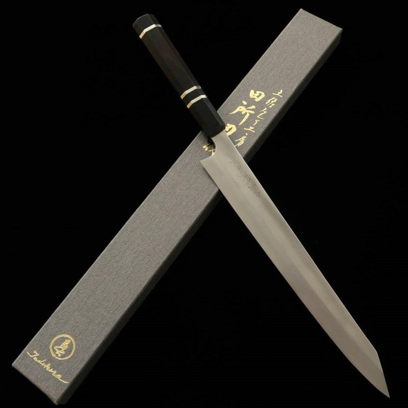 Kiritsuke Sujihiki TADOKORO Inox Ginsan acabamento espelhado cabo em ébano (270mm)