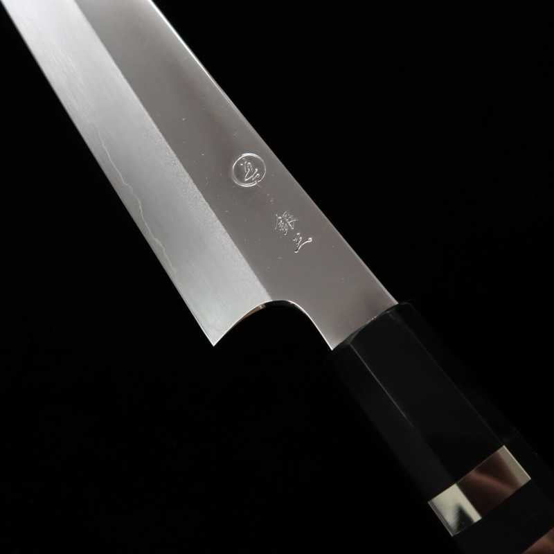 TADOKORO HAMONO Kiritsuke Sujihiki Mirror Finish Ginsan Ebony Silver Wrap Handle (270mm)