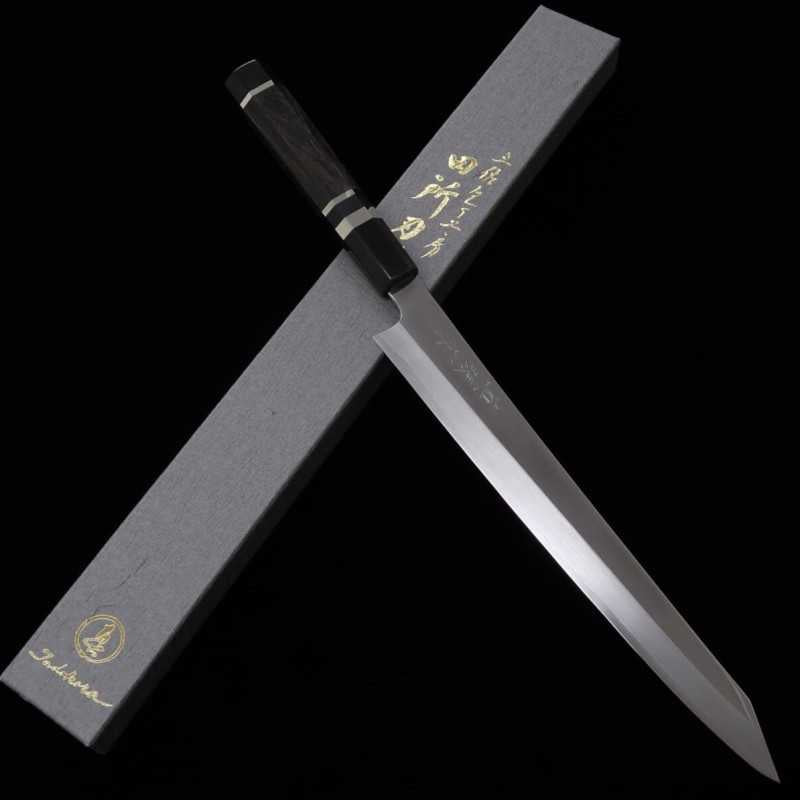 Tadokoro Hamono TADOKORO HAMONO Makoto Mirror Ginpaku Nº3 Sujihiki Kirituke Cabo Ébano com Anel de Prata (270mm)