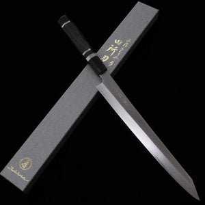 TADOKORO HAMONO Kiritsuke Sujihiki Mirror Finish Ginsan Ebony Silver Wrap Handle (270mm)