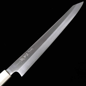 TADOKORO HAMONO Makoto, finition miroir, acier Gin-san n°3, couteau Kiritsuke-Sujihiki, manche imitation ivoire (270 mm)