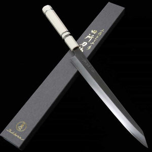TADOKORO HAMONO Makoto, finition miroir, acier Gin-san n°3, couteau Kiritsuke-Sujihiki, manche imitation ivoire (270 mm)
