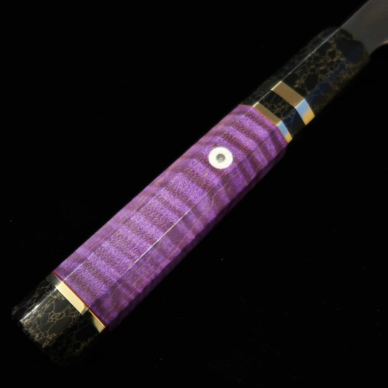 TADOKORO HAMONO Makoto Espejo Aogami No.2 Kirituke Sujihiki mango de madera estabilizada (300mm)
