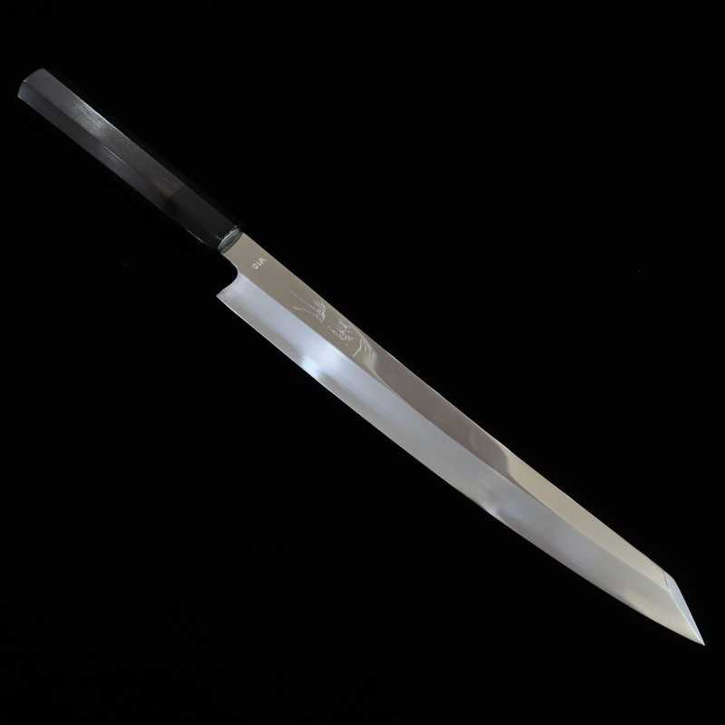 Kiritsuke Yanagiba MIURA OBIDAMA Nakagawa Satoshi, VG10 acero inoxidable, acabado espejo, mango de madera de ebano (270/300mm)