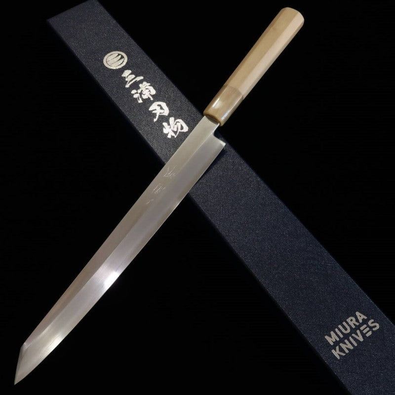 Miura Kiritsuke Yanagiba Obidama Ginsan Magnolia Handle For Left-handed (270/300mm) 