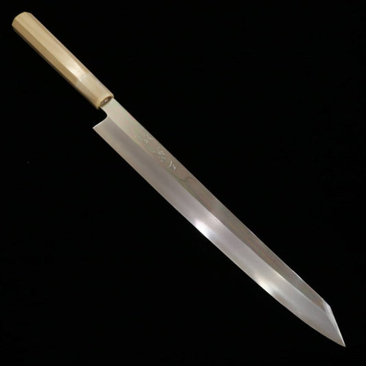三浦佩 Miura Obidama 切付柳刃 鏡面仕上げ 銀紙三号 朴八角柄 (300mm)