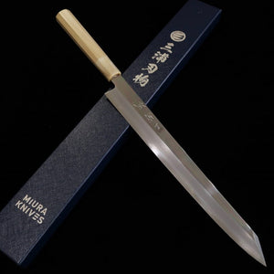 MIURA Obidama Yanagiba Kiritsuke, finition miroir, Gin-san n°3, manche octogonal en magnolia (300 mm)