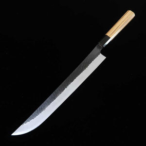 NIGARA Cutlery Kiridashi para carne ponta arredondada SG2 Kurouchi Tsuchime Cabo octogonal em teca (270/300 mm)