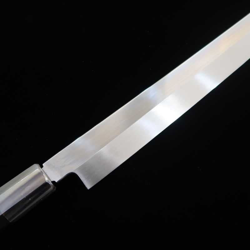 Sakimaru yanagiba SUISIN Shirogami Honyaki cabo em Ébano octogonal Forjada por Ikeda san (300mm)