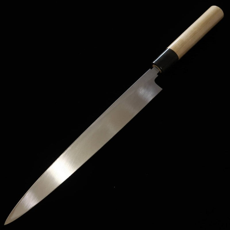 Yanagiba Masamoto Sohonten honkasumi Shirogami No. 2  com cabo em magnolia e chifre de búfalo (240-300mm)