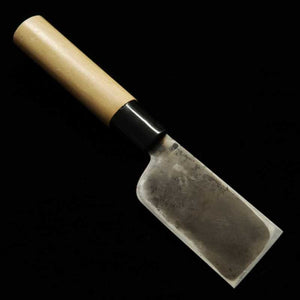 Cuchillo para cuero para zurdos MIWA Shirogami no.1 acabado kurouchi, mango de madera de magnolia (42 mm)