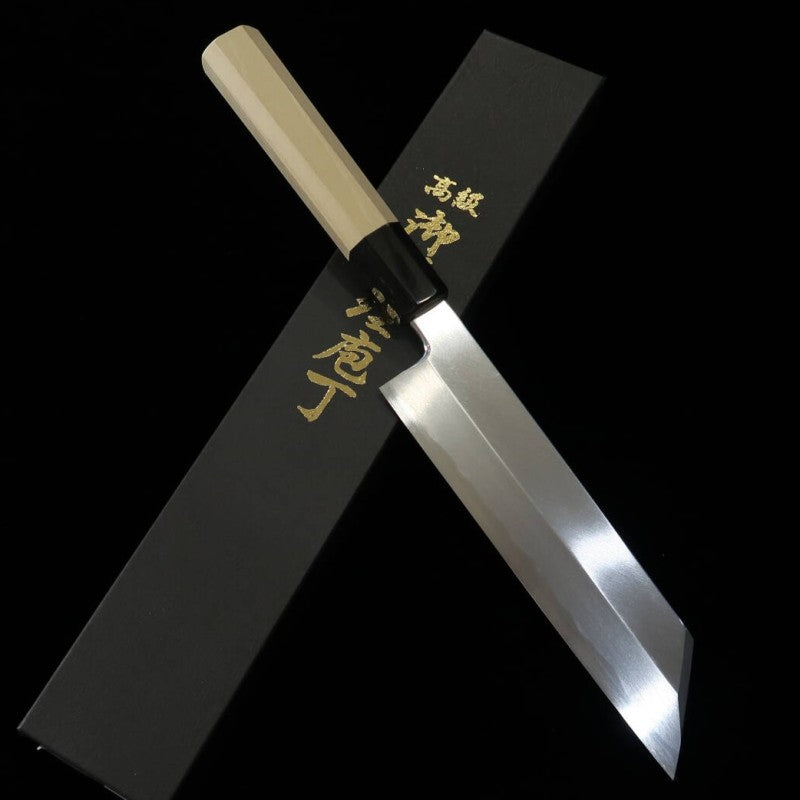 MIURA Mukimono couteau Aogami n°2, manche octogonal en magnolia et buffle (180 mm)