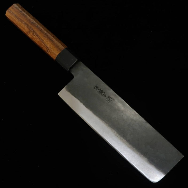 Hidari Yorimitsu, Nakiri, Blue Steel No.1, Kurouchi Finish with Tagayasan Handle (180mm)