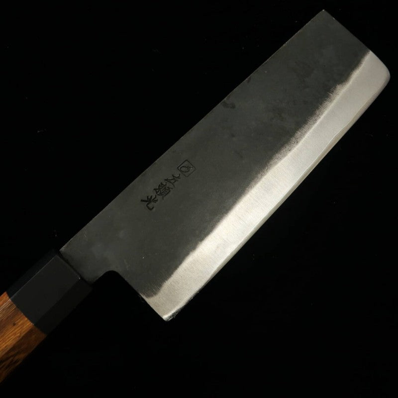 Hidari Yorimitsu, Nakiri, Blue Steel No.1, Kurouchi Finish with Tagayasan Handle (180mm)