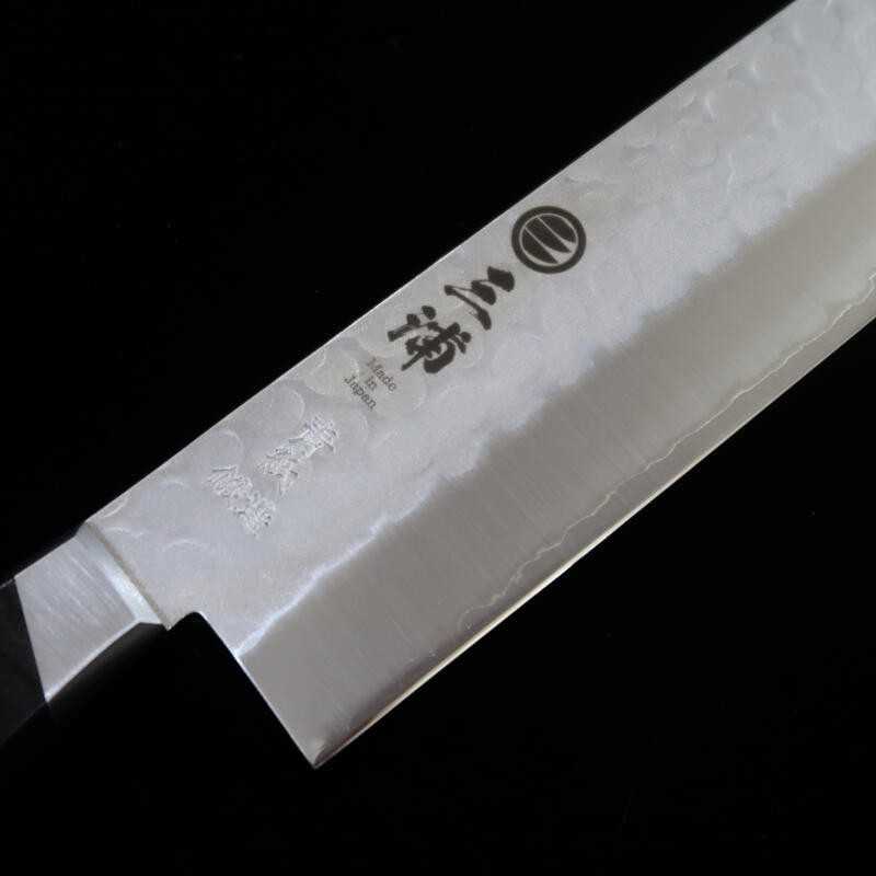 Miura Aogami No.2 Inox Damas, Nakiri, manche en contreplaqué noir (165mm)
