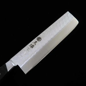 Miura Aogami No.2 Inox Damas, Nakiri, manche en contreplaqué noir (165mm)