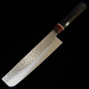 MIURA Nakiri VG10 Red Hammered Damascus Plywood Octagonal Handle (180mm)