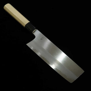 Sakai Kikumori SAKAI KIKUMORI Kikugetsu Kasumi Nakiri Acier blanc n°2 Manche octogonal en corne de buffle et magnolia (180mm)
