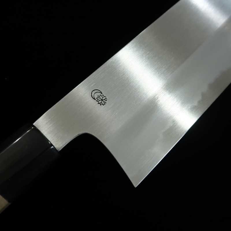 Sakai Kikumori SAKAI KIKUMORI Kikuzuki Kasumi Nakiri Shirogami nº 2 mango octogonal de magnolia con virola de cuerno de búfalo (180 mm)