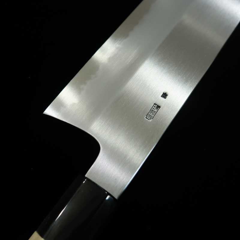 Sakai Kikumori SAKAI KIKUMORI Kikuzuki Kasumi Nakiri Shirogami nº 2 mango octogonal de magnolia con virola de cuerno de búfalo (180 mm)