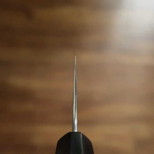 SAKAI KIKUMORI Nakiri Kikuzuki Shirogami No.2 Black Series Black Finish Buffalo-Plain Octagonal Handle (180mm)