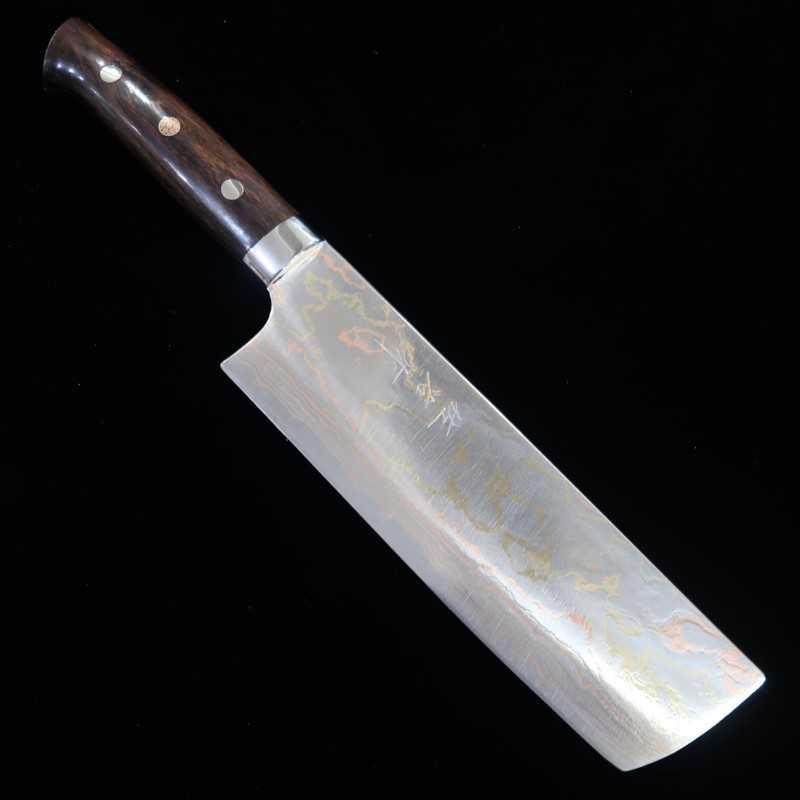 Takeshi Saji Nakiri Aogami No. 2 Rainbow Damascus Ironwood Handle (165mm)