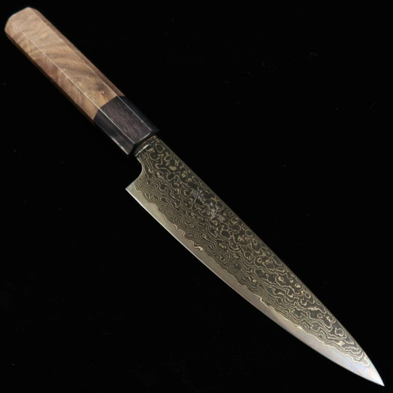 Petty KAGEKIYO ZA-18 Black Dyed Damascus Walnut Octagonal Handle (150mm) 
