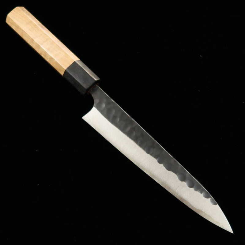 MASAKAGE Ko-ishi Petty Aogami Super martillado negro, mango octogonal de magnolia (150 mm)