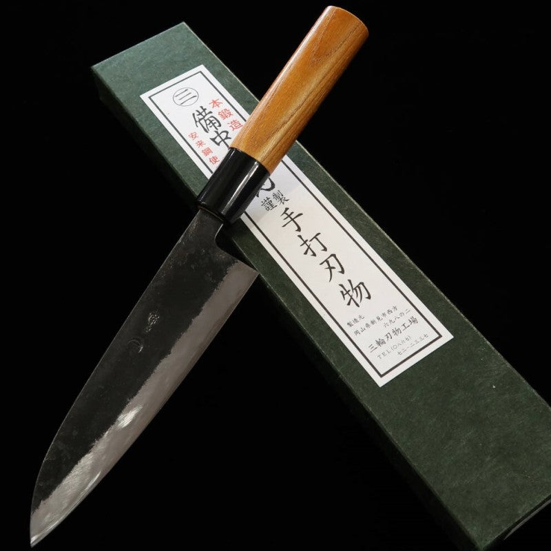 Petty MIWA Blue Steel Black Finish Keyaki Handle (140mm) 