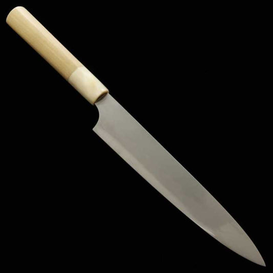 水野鍛錬所 MIZUNO 源昭忠本焼DX 青紙二号 ペティ 朴水牛栗型柄 鞘付き (180mm)