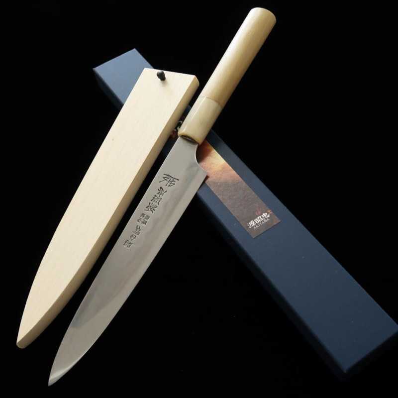  Petty MIZUNO Tanrenjo Honyaki DX Aogami No. 2  Cabo em Magnólia com Bainha (180mm)
