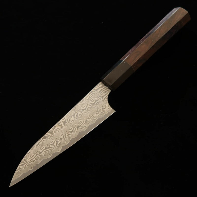 二唐刃物鍛造所 NIGARA ペティ SG2 暗紋 ダマスカス 水牛黒檀柄 (120mm)