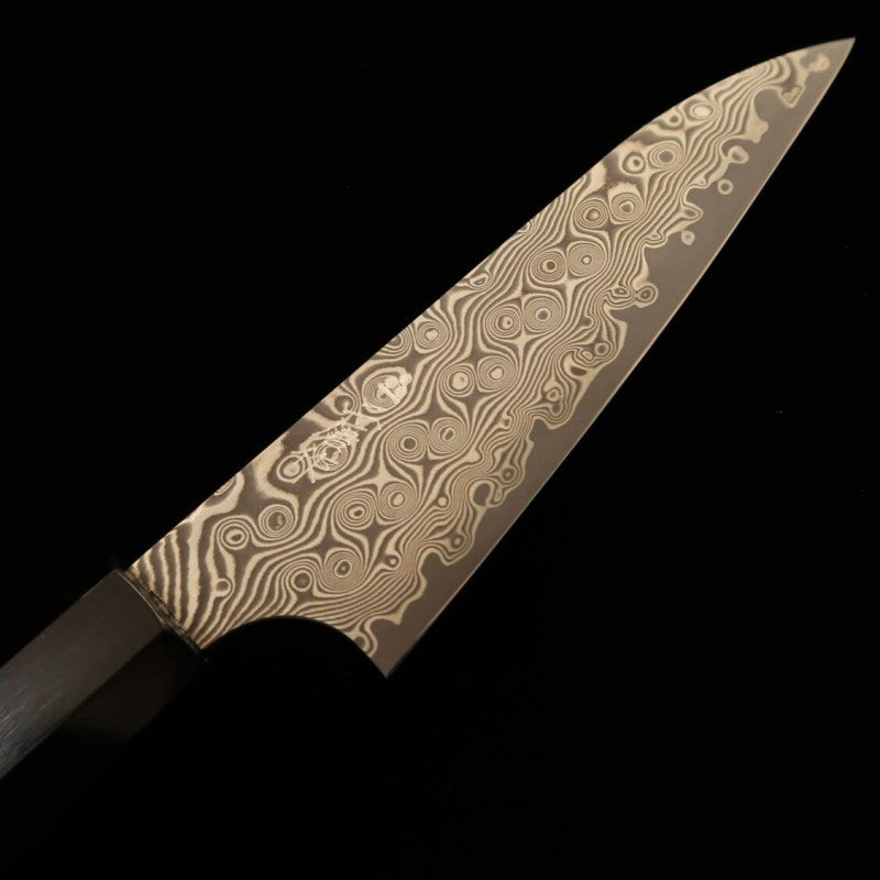 二唐刃物鍛造所 NIGARA ペティ SG2 暗紋 ダマスカス 水牛黒檀柄 (120mm)