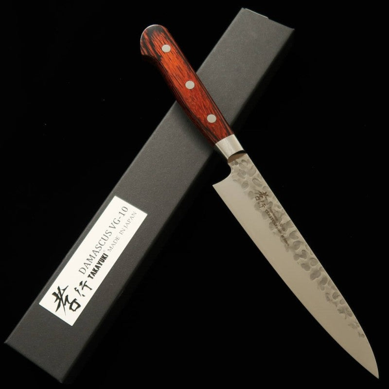 Japanese Petty Knife - SAKAI TAKAYUKI - VG10 33 layers Damascus Stainless Steel hammered (150mm)