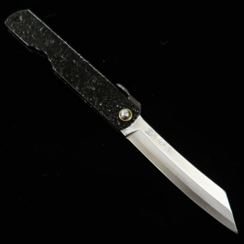Japanese Folding knife HIGONOKAMI Blue Steel - Water Splash - Black (72mm)