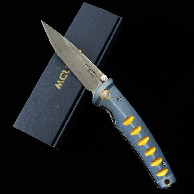 Navaja plegable MCUSTA acero inoxidable, MC-0042C VG-10 Azul/Naranja (85mm)