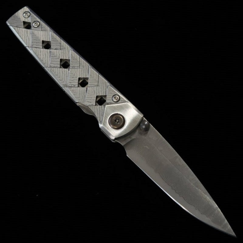 Japanese pocket knife - Mcusta - VG10 - 33 layers Damascus - KATANA - Silver - MC-0037D (71mm)