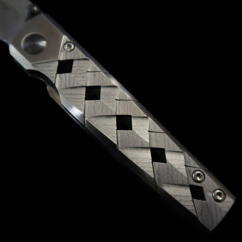 Japanese pocket knife - Mcusta - VG10 - 33 layers Damascus - KATANA - Silver - MC-0037D (71mm)
